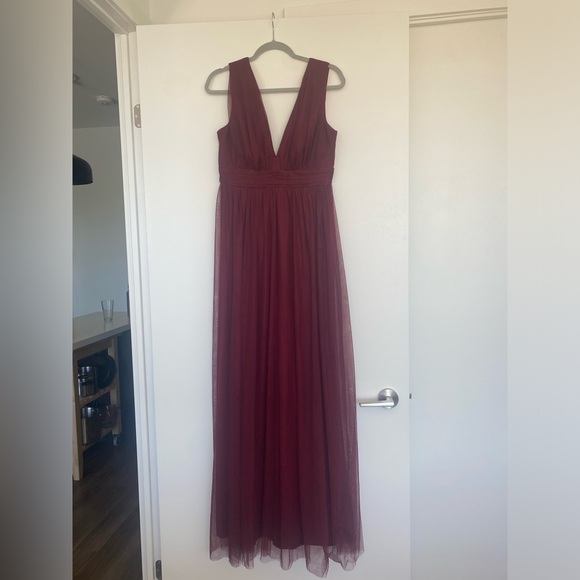 NWT Burgundy Tulle Gown - Picture 2 of 5